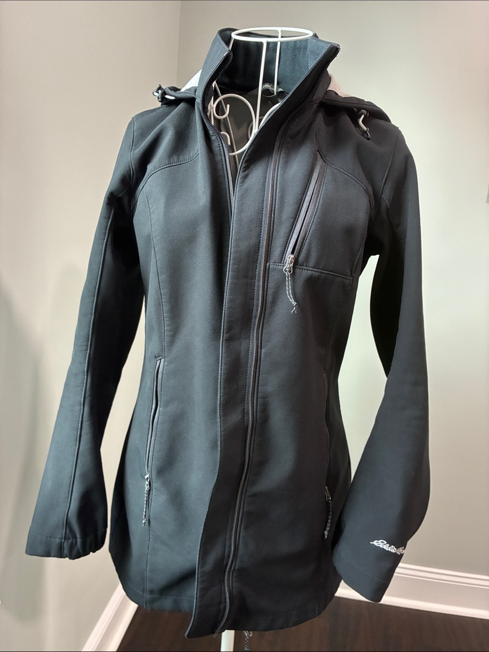 Eddie Bauer Black Softshell Utility Jacket with Hood